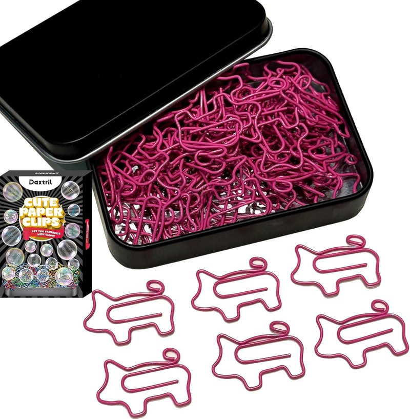 Daxtril Cute Paper Clips, 60 PCS Pig Shaped Paper Clips Animal Bookmarks Clips, Assorted Colors, Fun Office Gifts for Women Men Coworkers Teachers Students Girls Boys, Pig Gifts Christmas Gifts - Image 1
